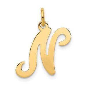 14k Yellow Gold, Sophia Collection, Small Script Initial N Pendant